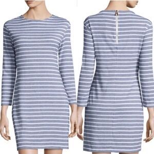 Sail to Sable Blue and White Striped Long Sleeve Shift Dress